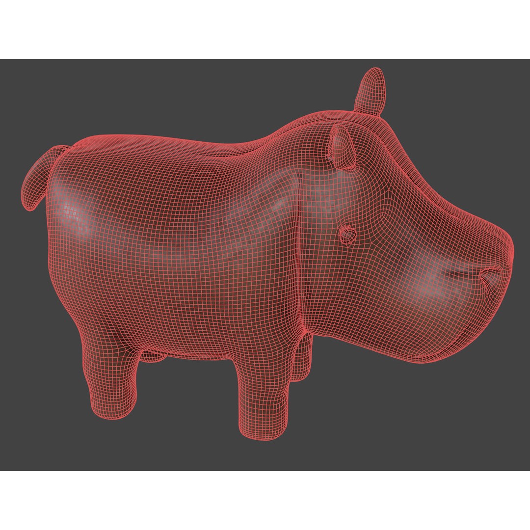 Leather Hippo Figurine 3D Model – PBR Textures, FBX, OBJ