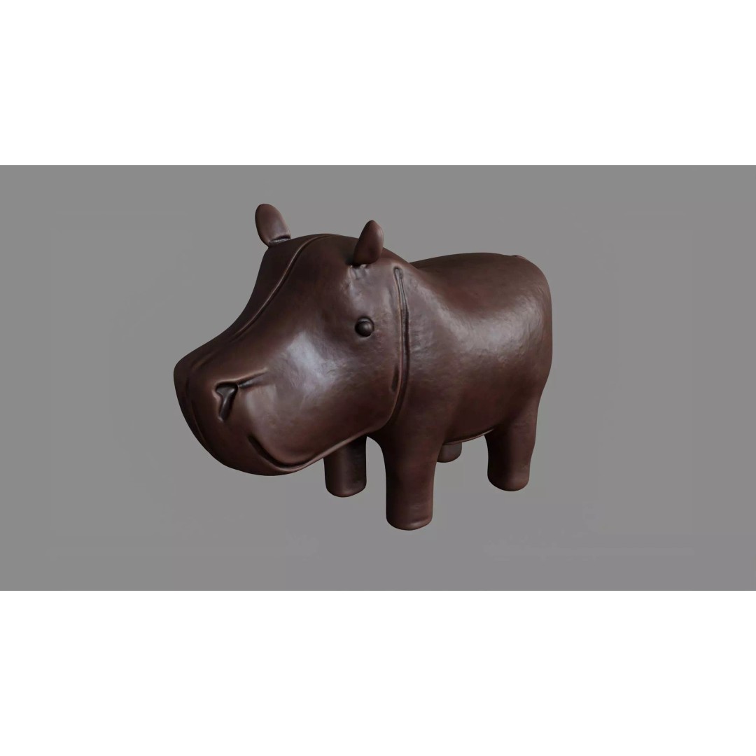 Leather Hippo Figurine 3D Model – PBR Textures, FBX, OBJ - View 2