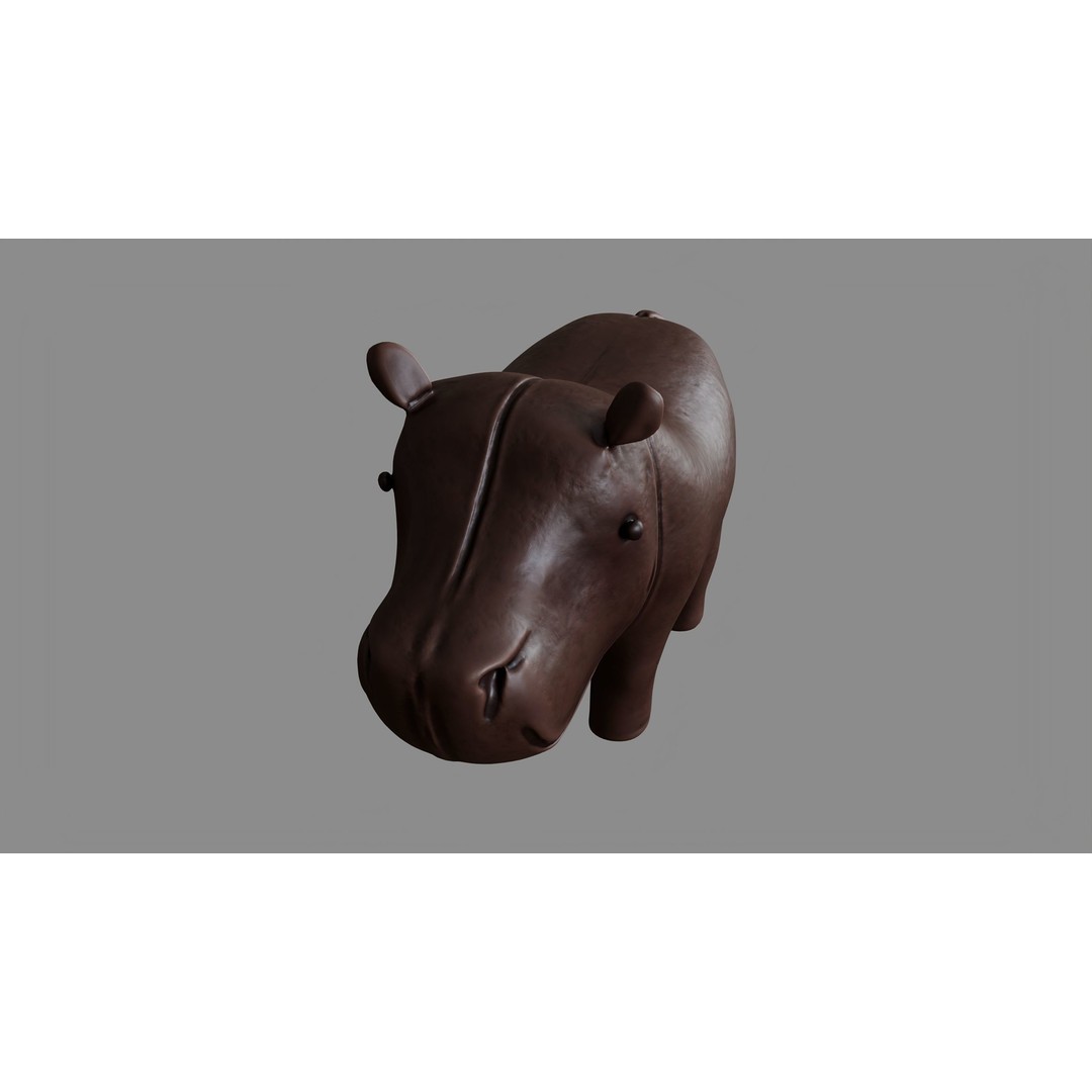 Leather Hippo Figurine 3D Model – PBR Textures, FBX, OBJ - View 4
