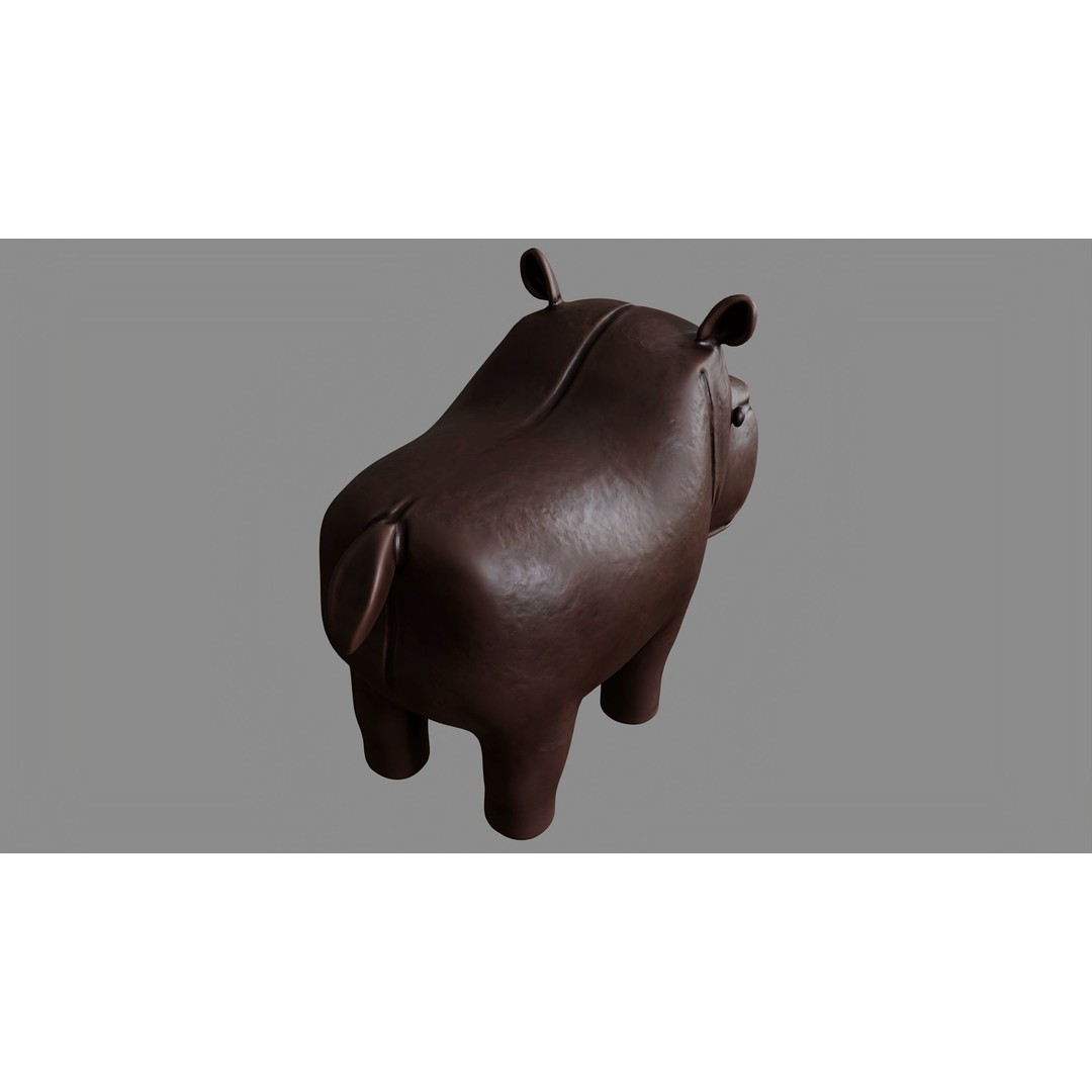 Leather Hippo Figurine 3D Model – PBR Textures, FBX, OBJ - View 5