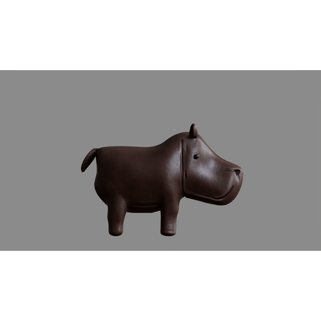 Leather Hippo Figurine 3D Model – PBR Textures, FBX, OBJ - View 6