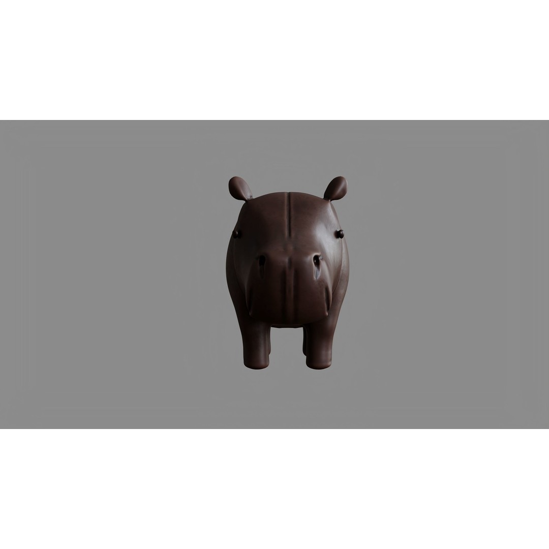 Leather Hippo Figurine 3D Model – PBR Textures, FBX, OBJ - View 7