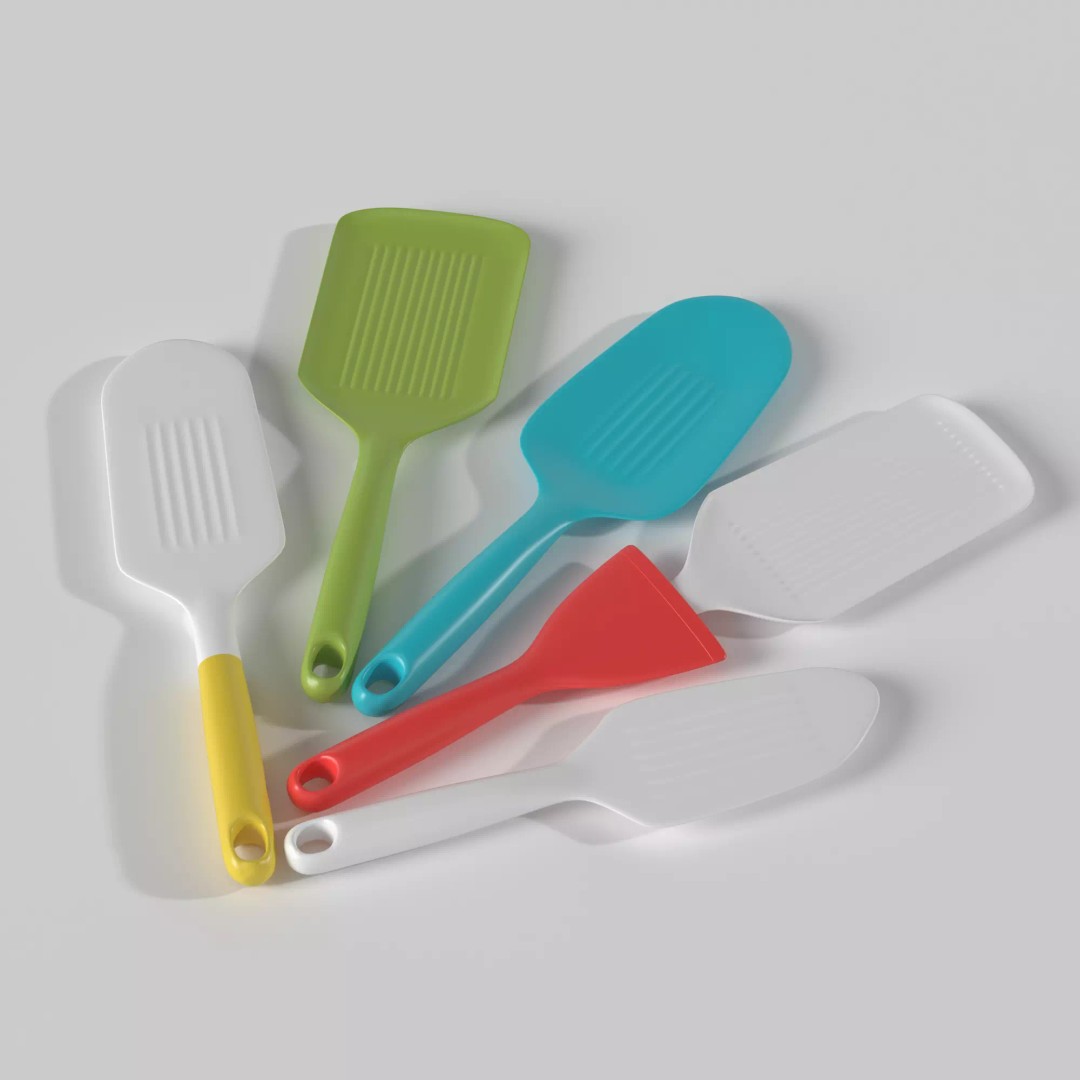 Silicone Spatula Set 3D Model – Low Poly Kitchen Utensils, FBX - View 2