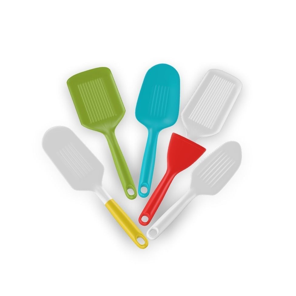 Silicone Spatula Set 3D Model – Low Poly Kitchen Utensils, FBX - View 4