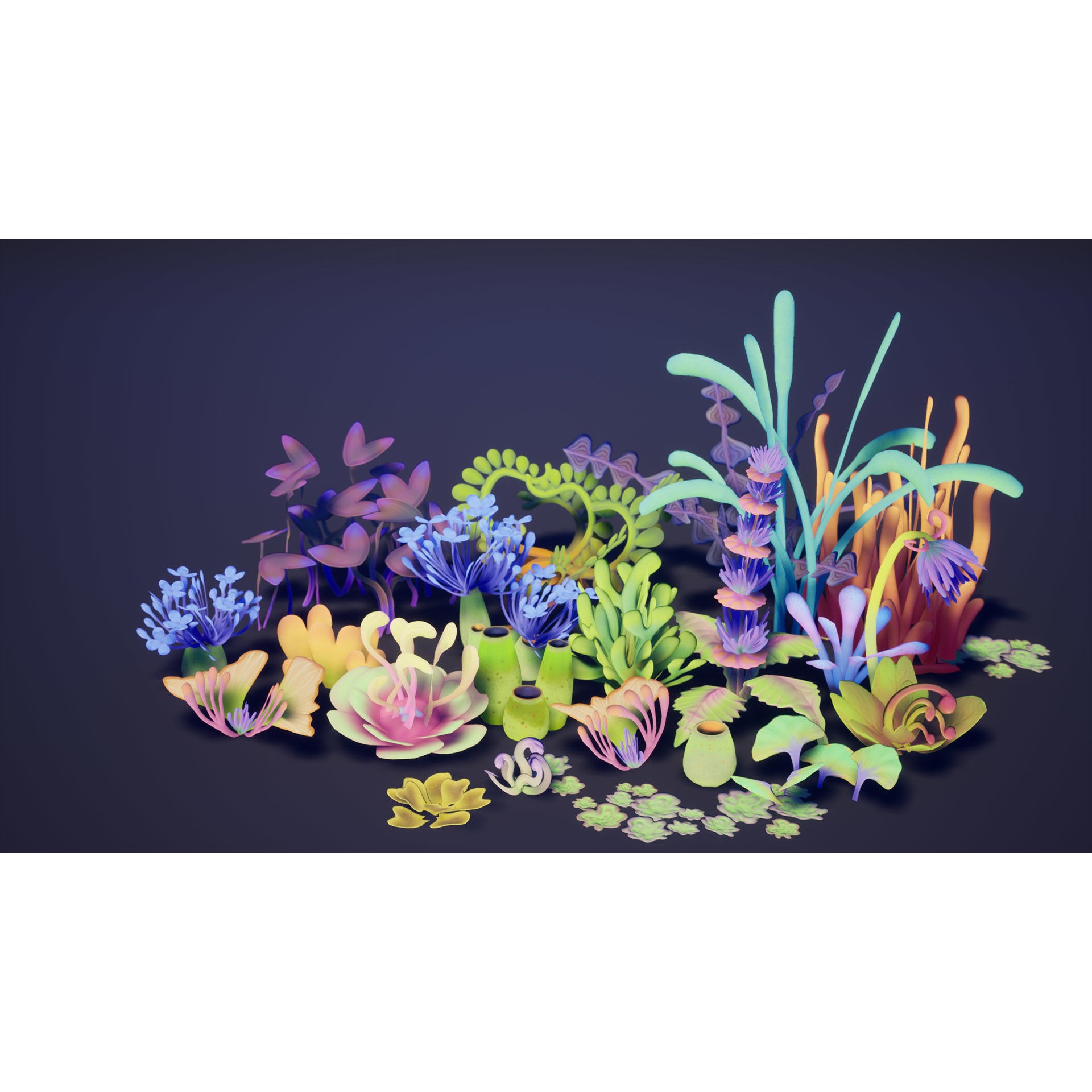 Alien Grass Pack - Low-Poly Game-Ready 3D Model