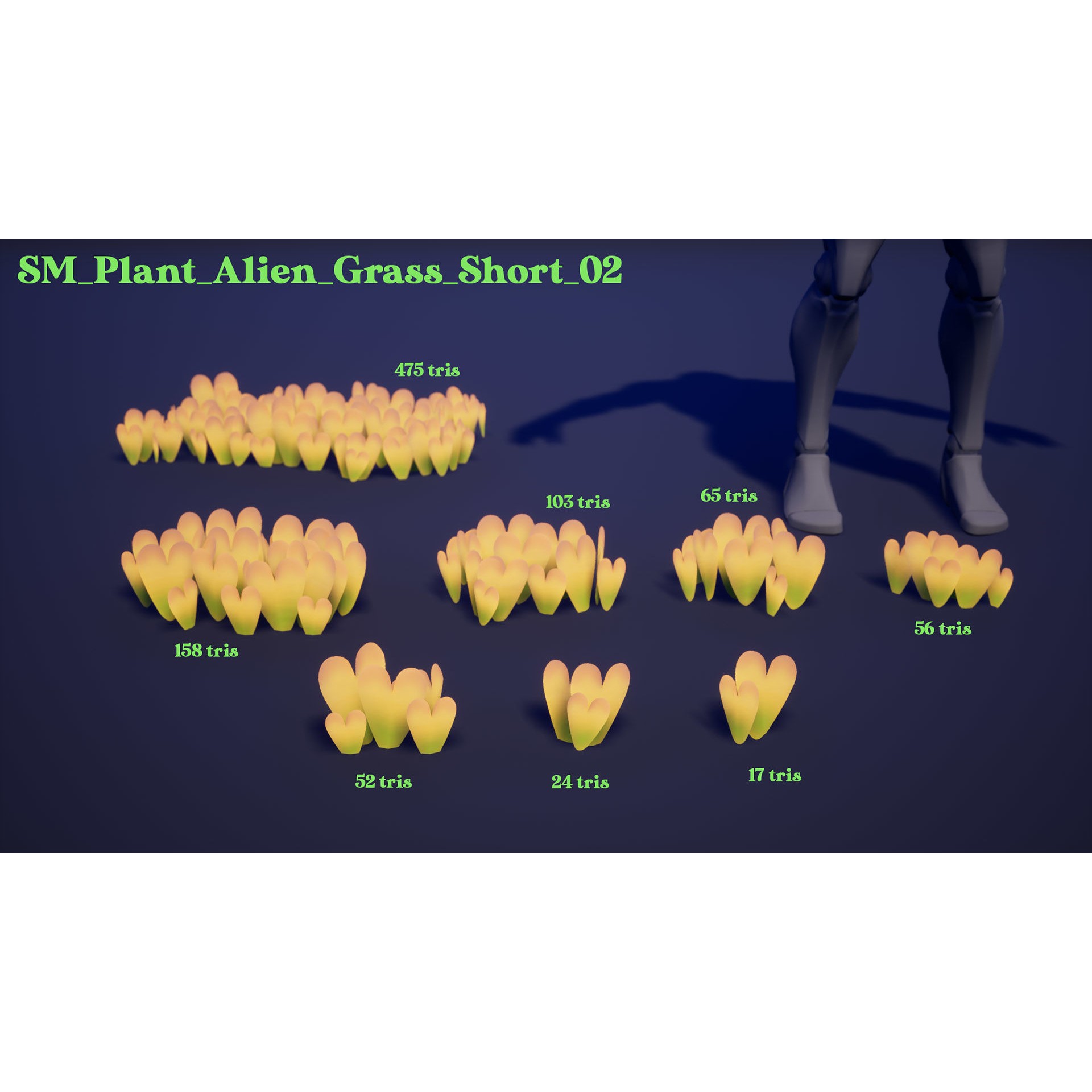 Alien Grass Pack - Low-Poly Game-Ready 3D Model - View 11