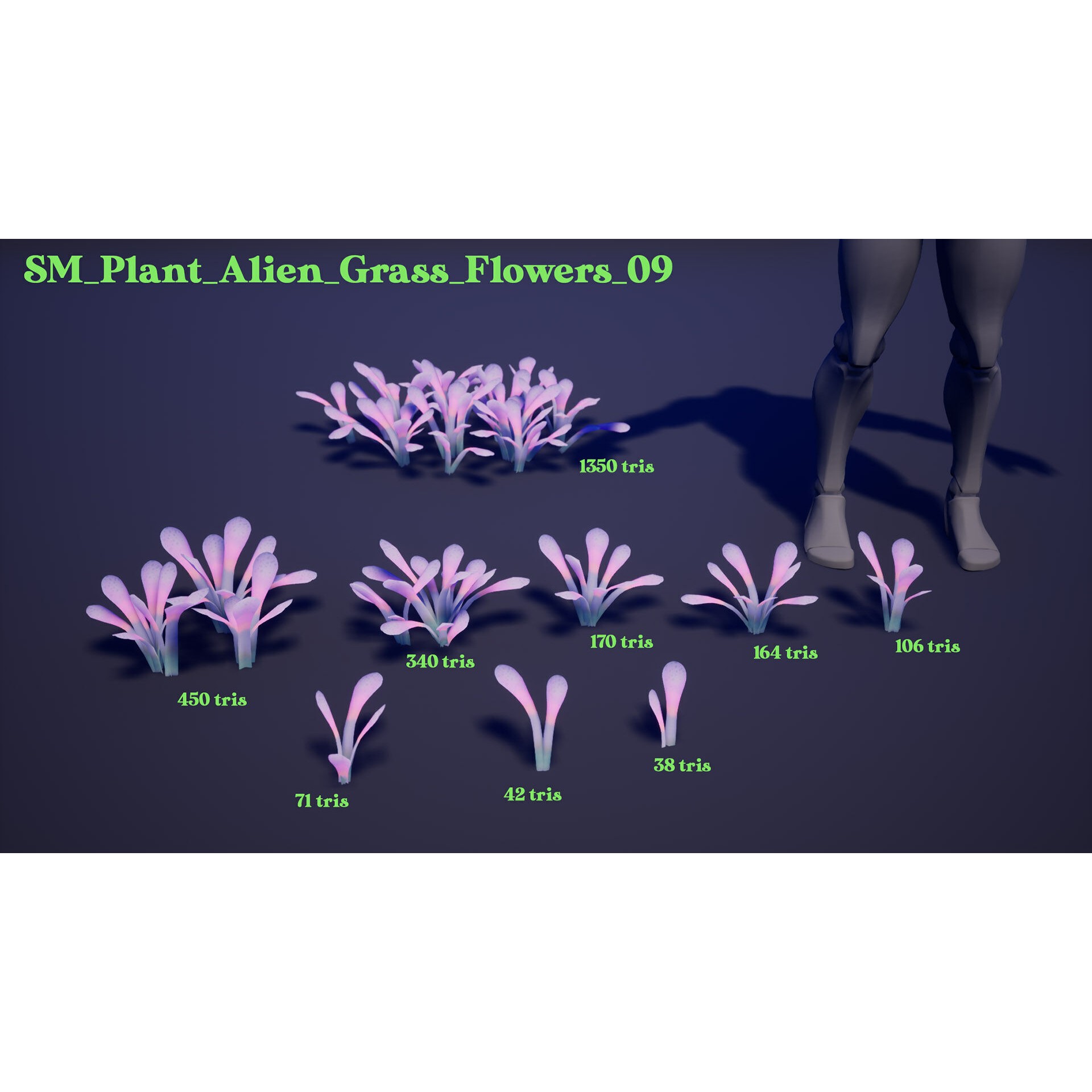 Alien Grass Pack - Low-Poly Game-Ready 3D Model - View 12