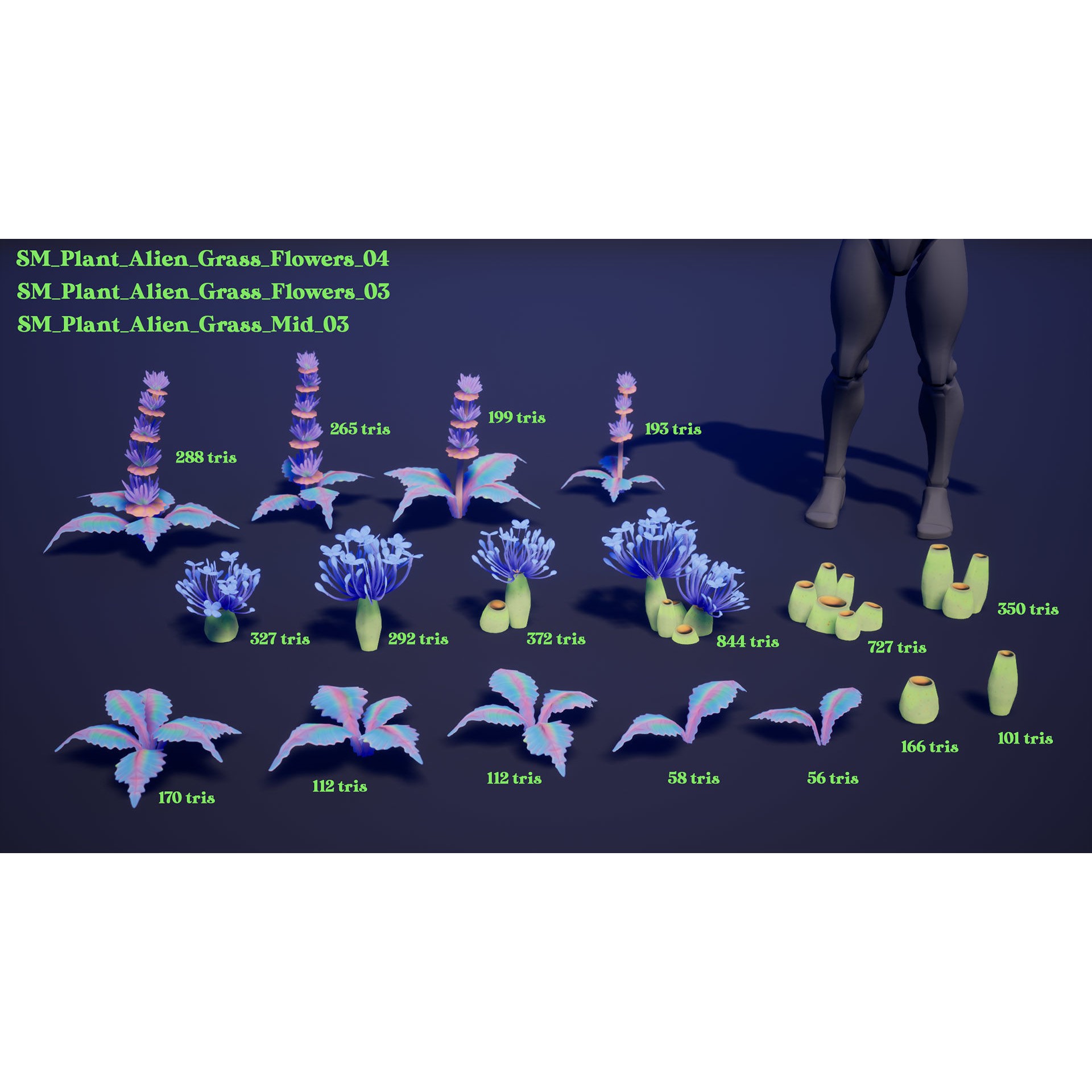 Alien Grass Pack - Low-Poly Game-Ready 3D Model - View 14
