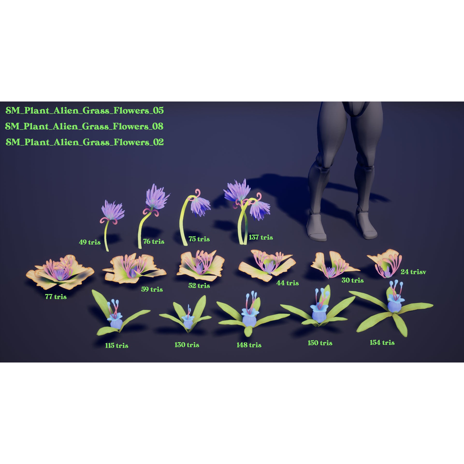 Alien Grass Pack - Low-Poly Game-Ready 3D Model - View 16