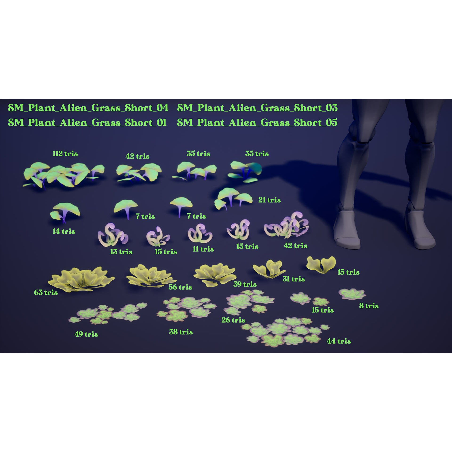 Alien Grass Pack - Low-Poly Game-Ready 3D Model - View 17
