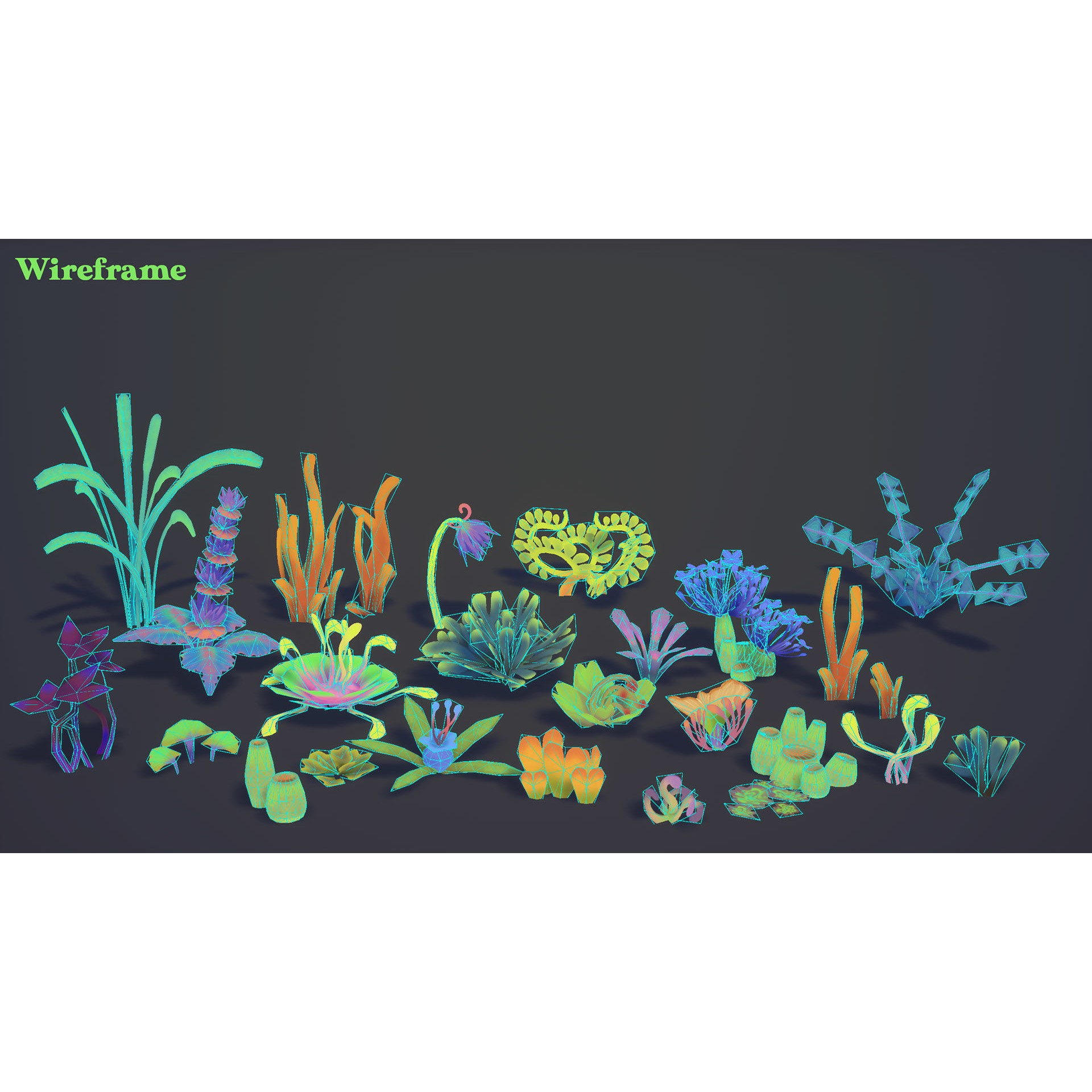 Alien Grass Pack - Low-Poly Game-Ready 3D Model - View 4