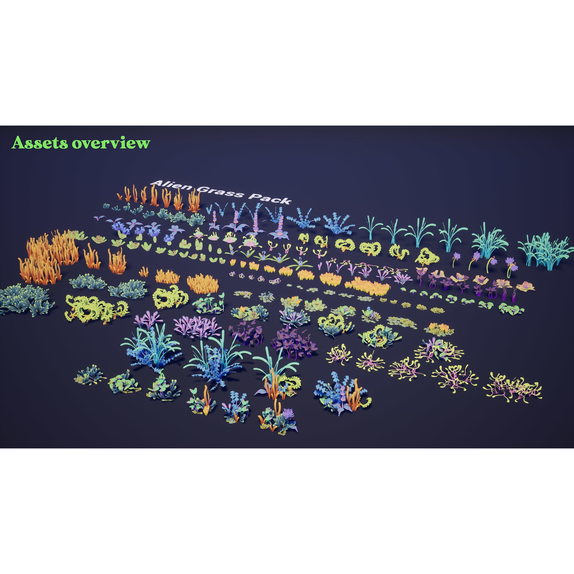 Alien Grass Pack - Low-Poly Game-Ready 3D Model - View 5