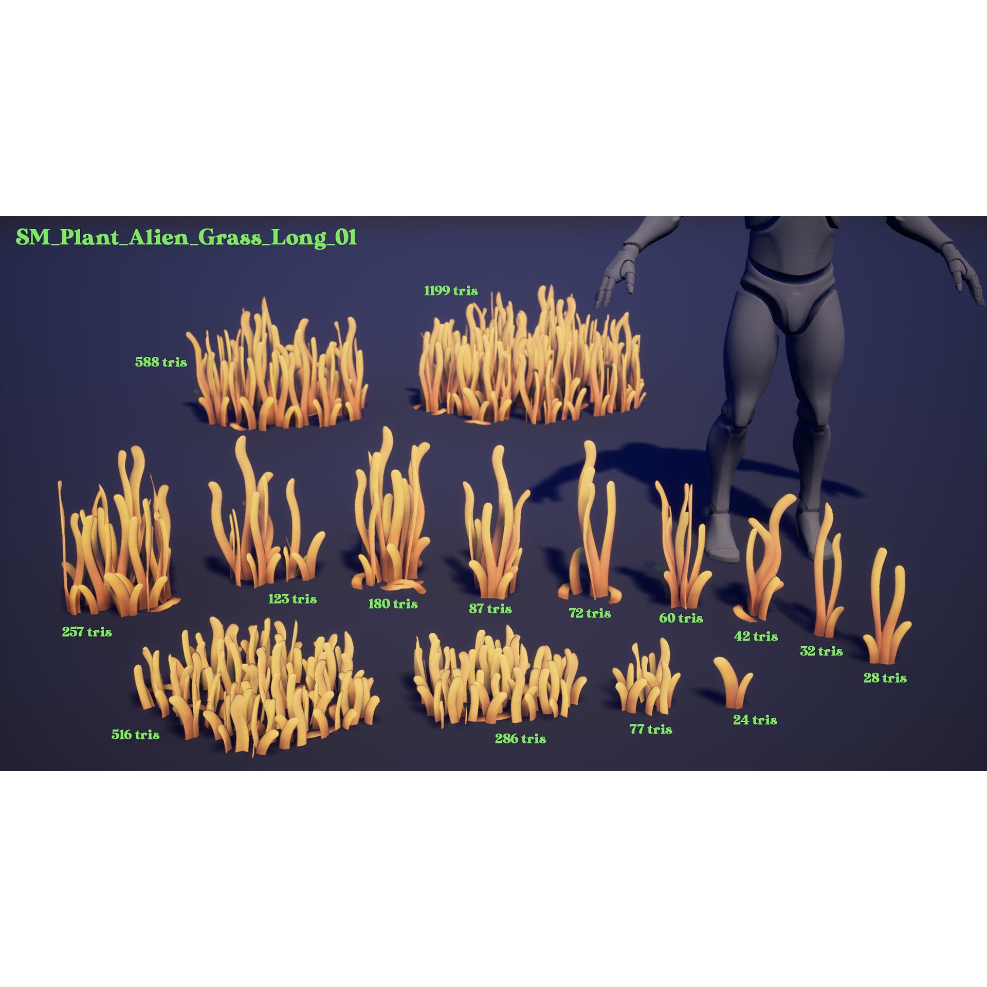 Alien Grass Pack - Low-Poly Game-Ready 3D Model - View 6