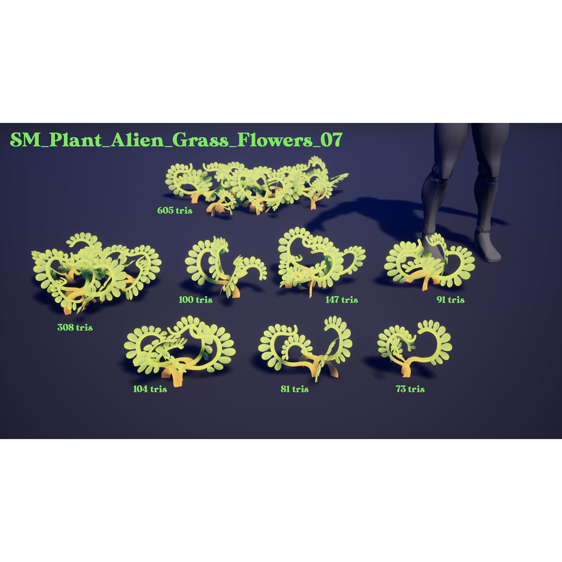 Alien Grass Pack - Low-Poly Game-Ready 3D Model - View 7