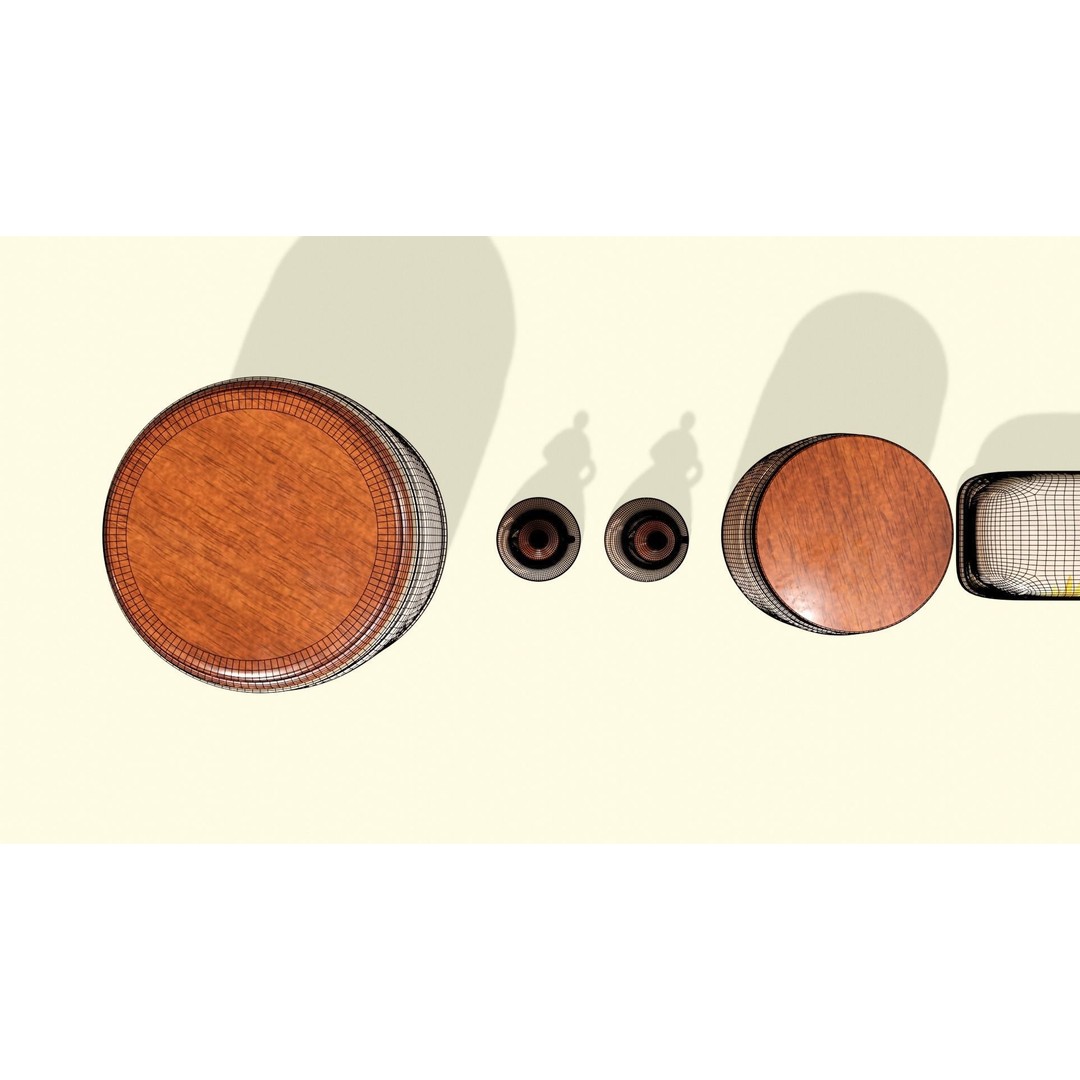Rustic Kitchenware 3D Model – Stylish Ceramic and Wood Set, FBX - View 11