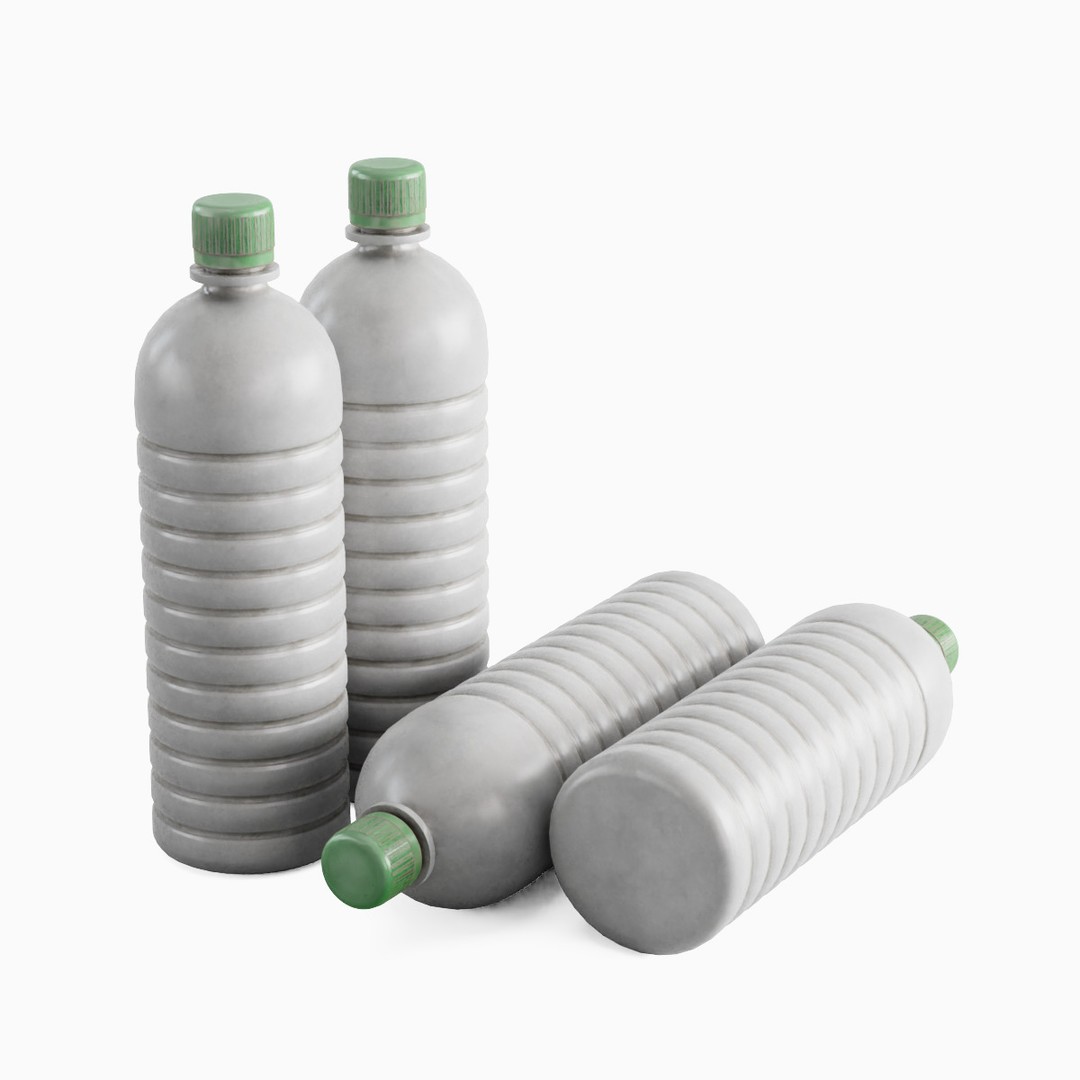 Plastic Bottle Set 3D Model – Low Poly Game Asset, FBX, OBJ - View 10