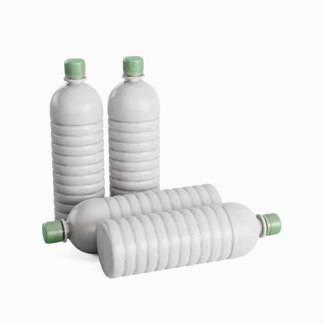 Plastic Bottle Set 3D Model – Low Poly Game Asset, FBX, OBJ - View 11