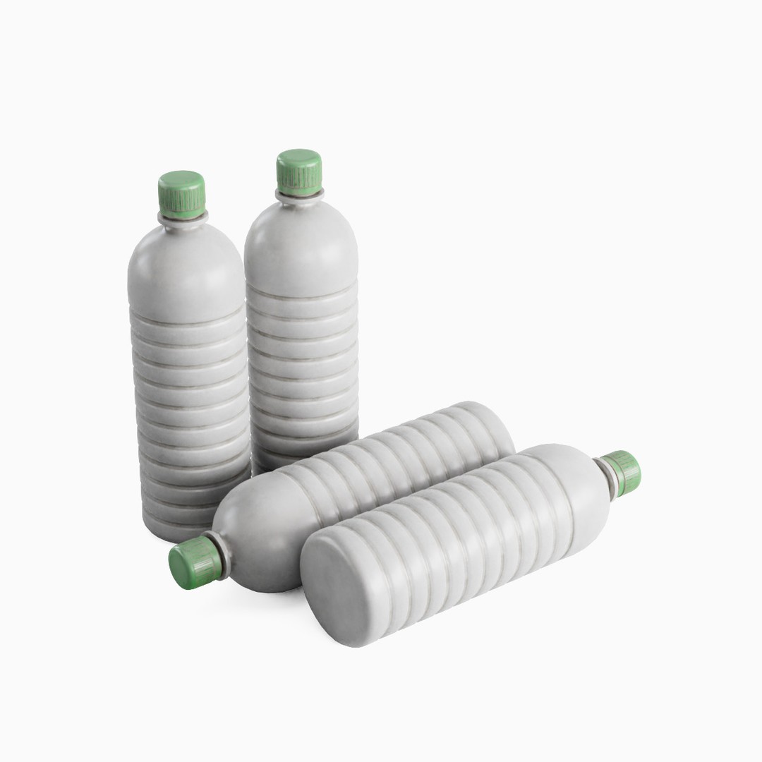 Plastic Bottle Set 3D Model – Low Poly Game Asset, FBX, OBJ - View 12
