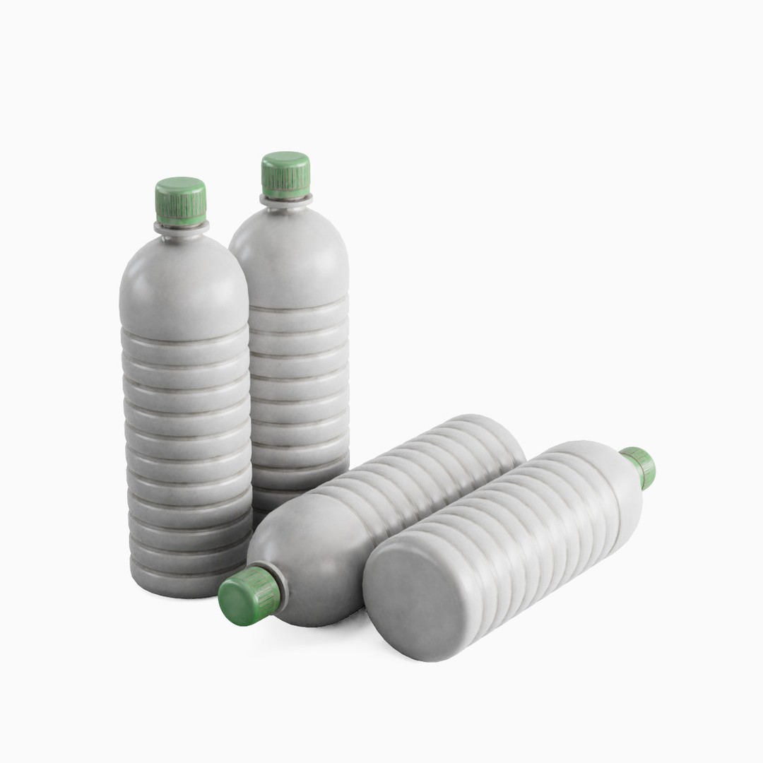 Plastic Bottle Set 3D Model – Low Poly Game Asset, FBX, OBJ - View 13