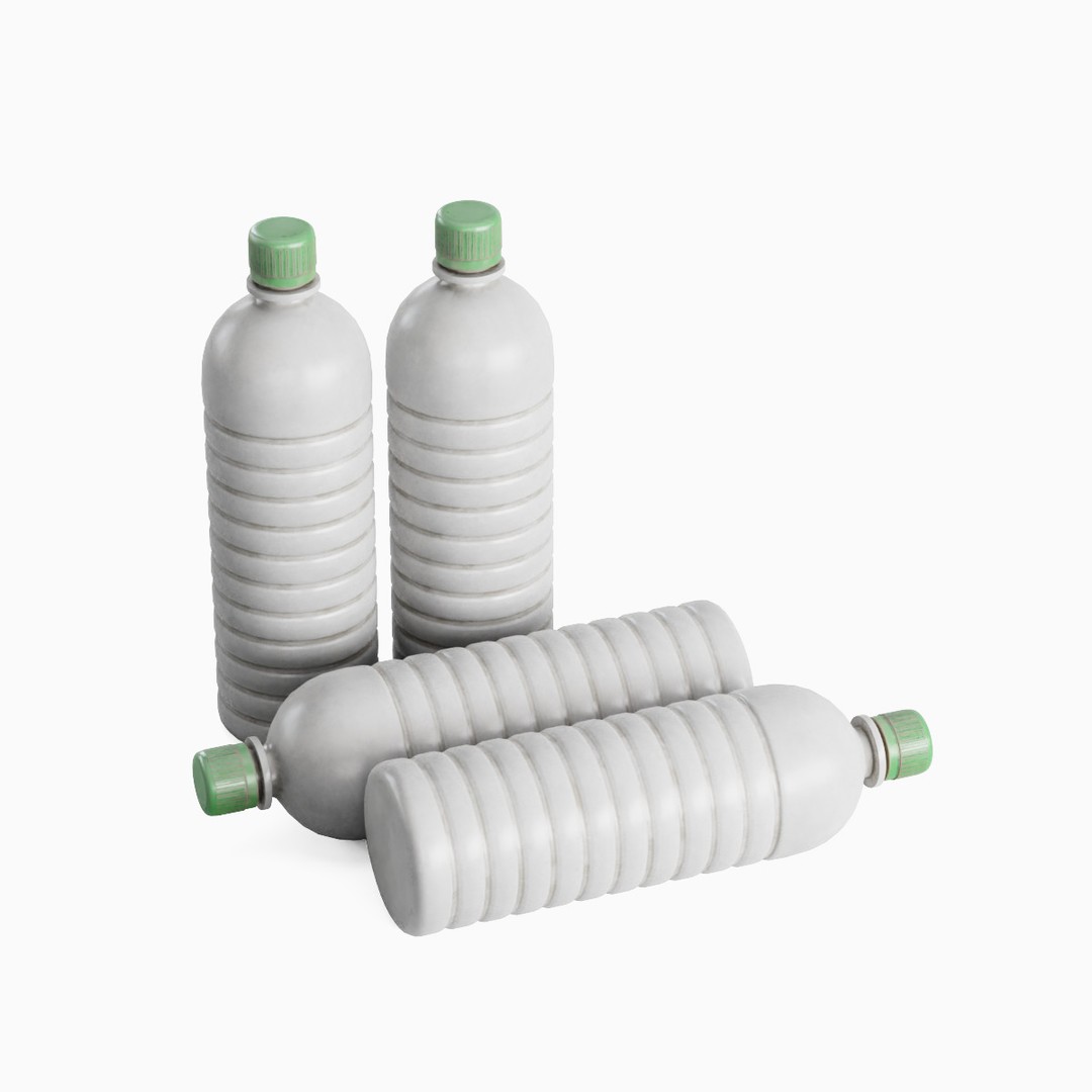 Plastic Bottle Set 3D Model – Low Poly Game Asset, FBX, OBJ - View 14