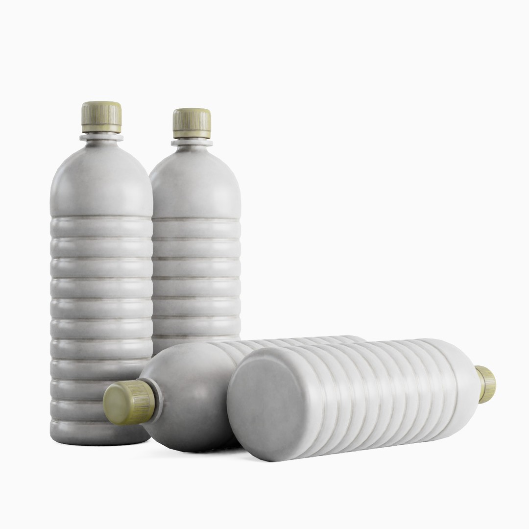 Plastic Bottle Set 3D Model – Low Poly Game Asset, FBX, OBJ - View 15