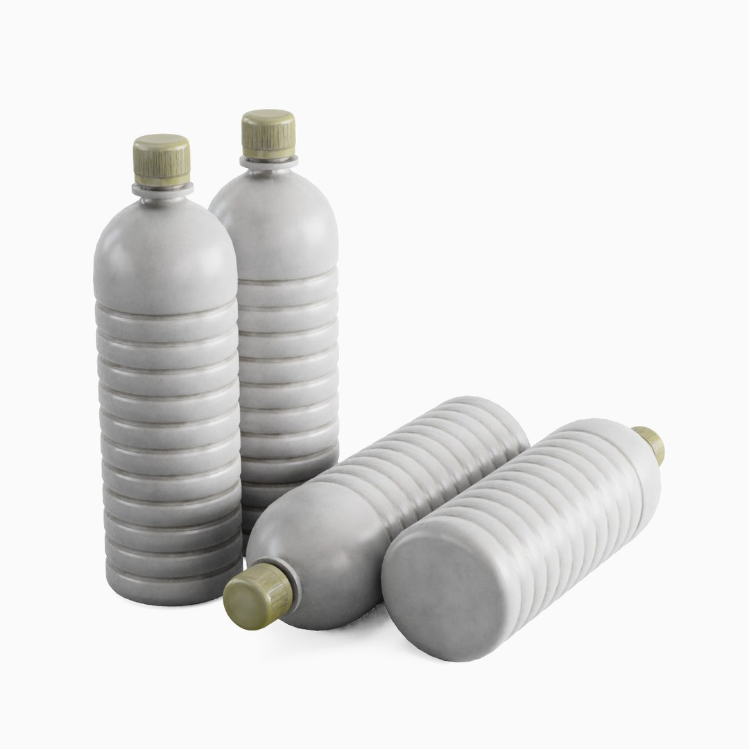 Plastic Bottle Set 3D Model – Low Poly Game Asset, FBX, OBJ - View 16