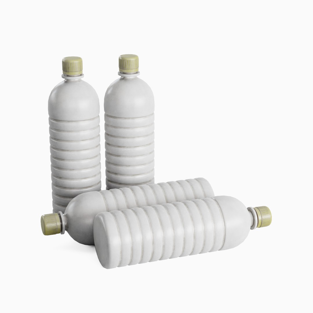 Plastic Bottle Set 3D Model – Low Poly Game Asset, FBX, OBJ - View 17