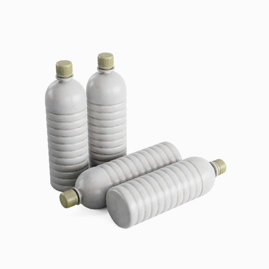 Plastic Bottle Set 3D Model – Low Poly Game Asset, FBX, OBJ - View 18