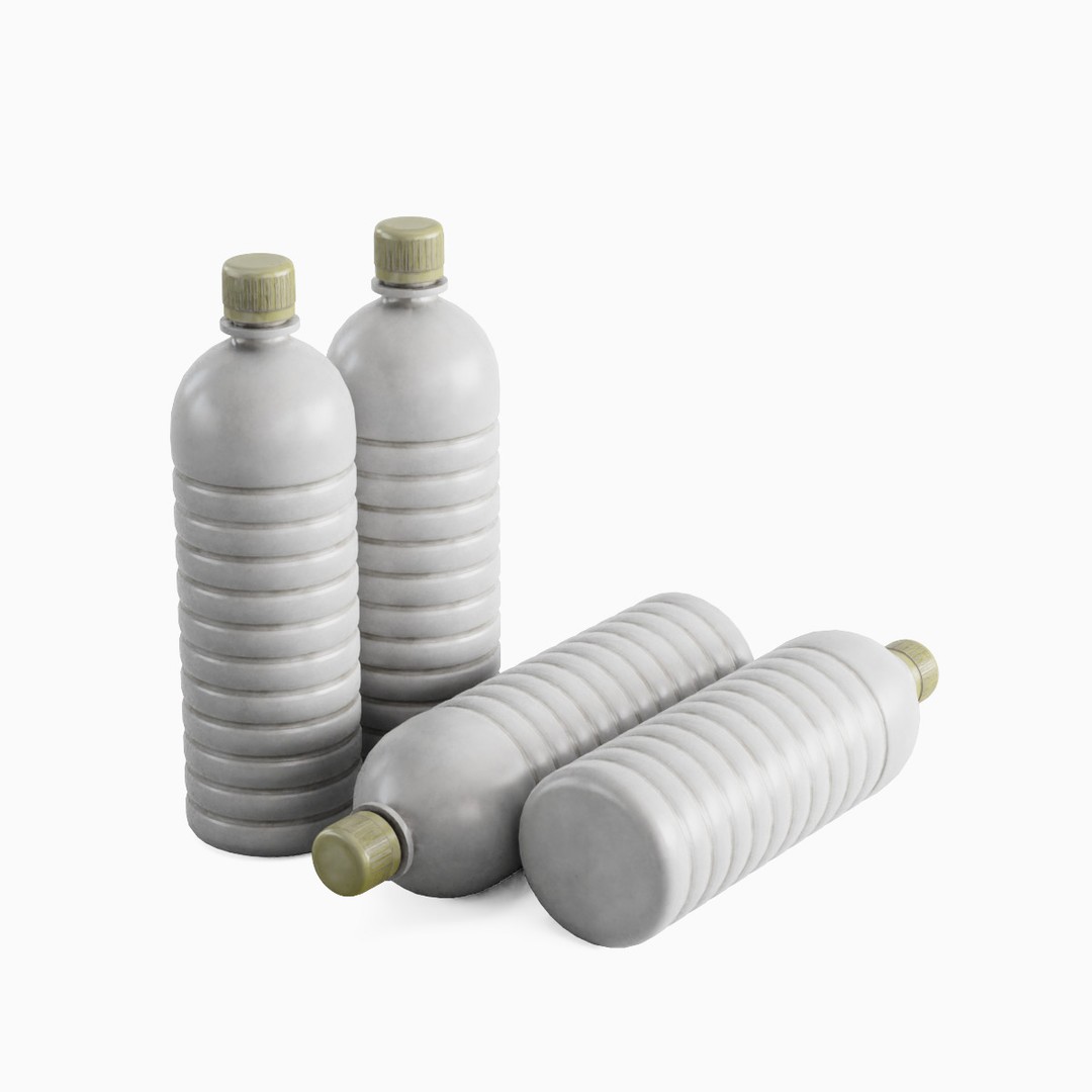 Plastic Bottle Set 3D Model – Low Poly Game Asset, FBX, OBJ - View 19