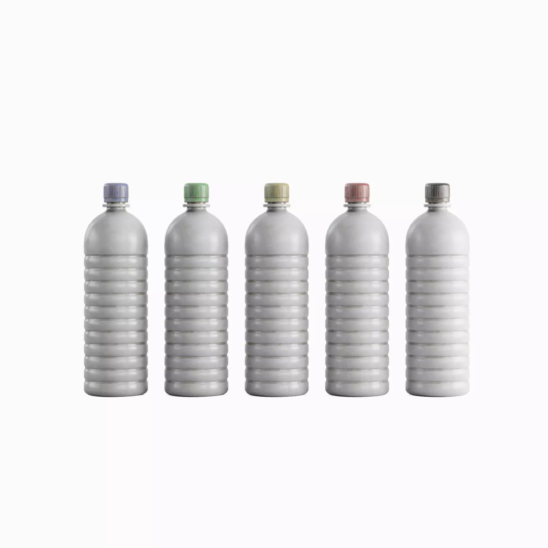 Plastic Bottle Set 3D Model – Low Poly Game Asset, FBX, OBJ - View 2