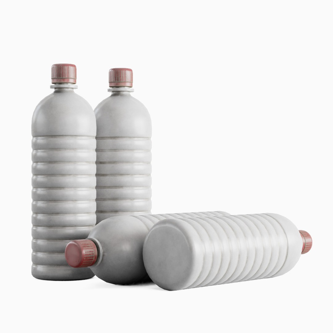 Plastic Bottle Set 3D Model – Low Poly Game Asset, FBX, OBJ - View 21