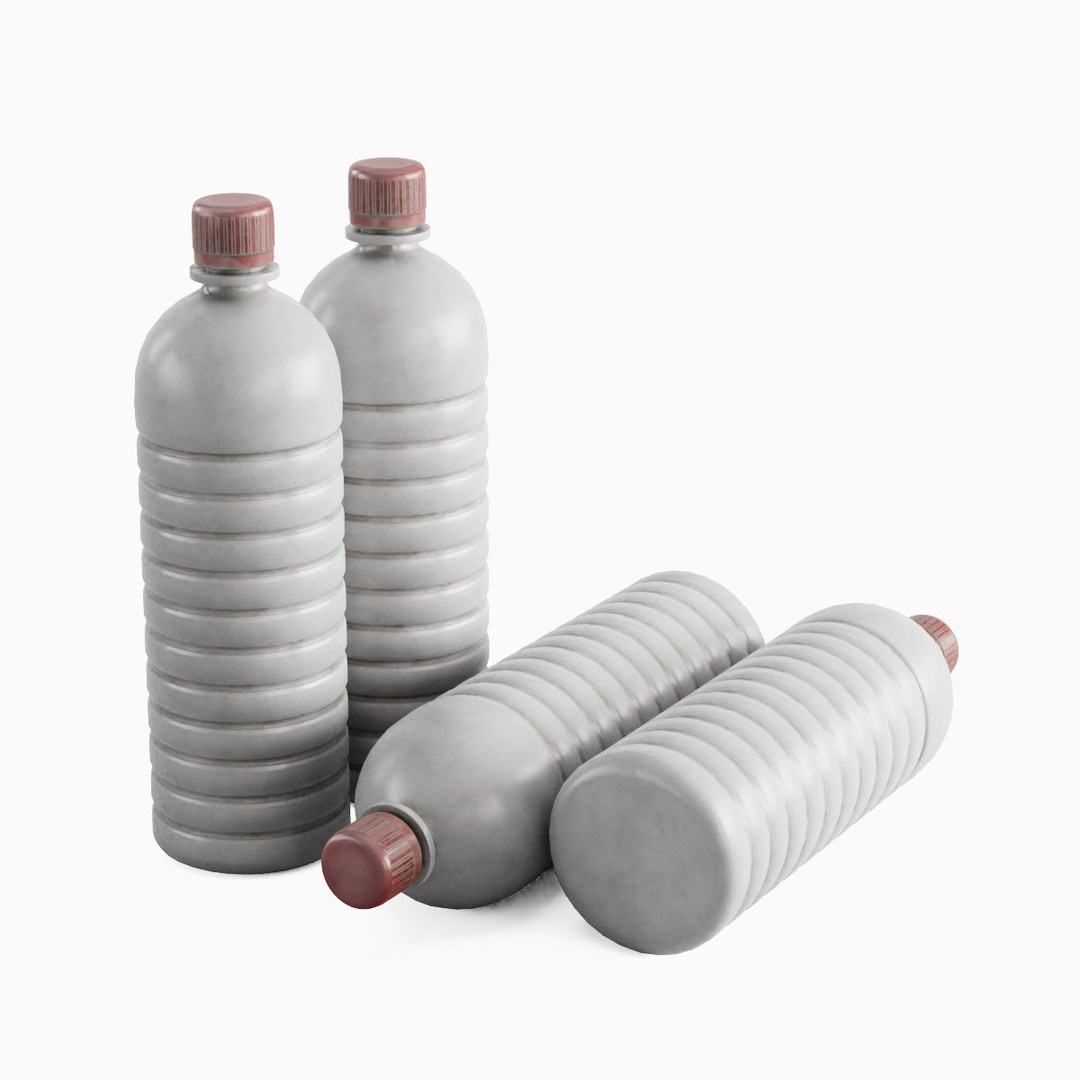 Plastic Bottle Set 3D Model – Low Poly Game Asset, FBX, OBJ - View 22