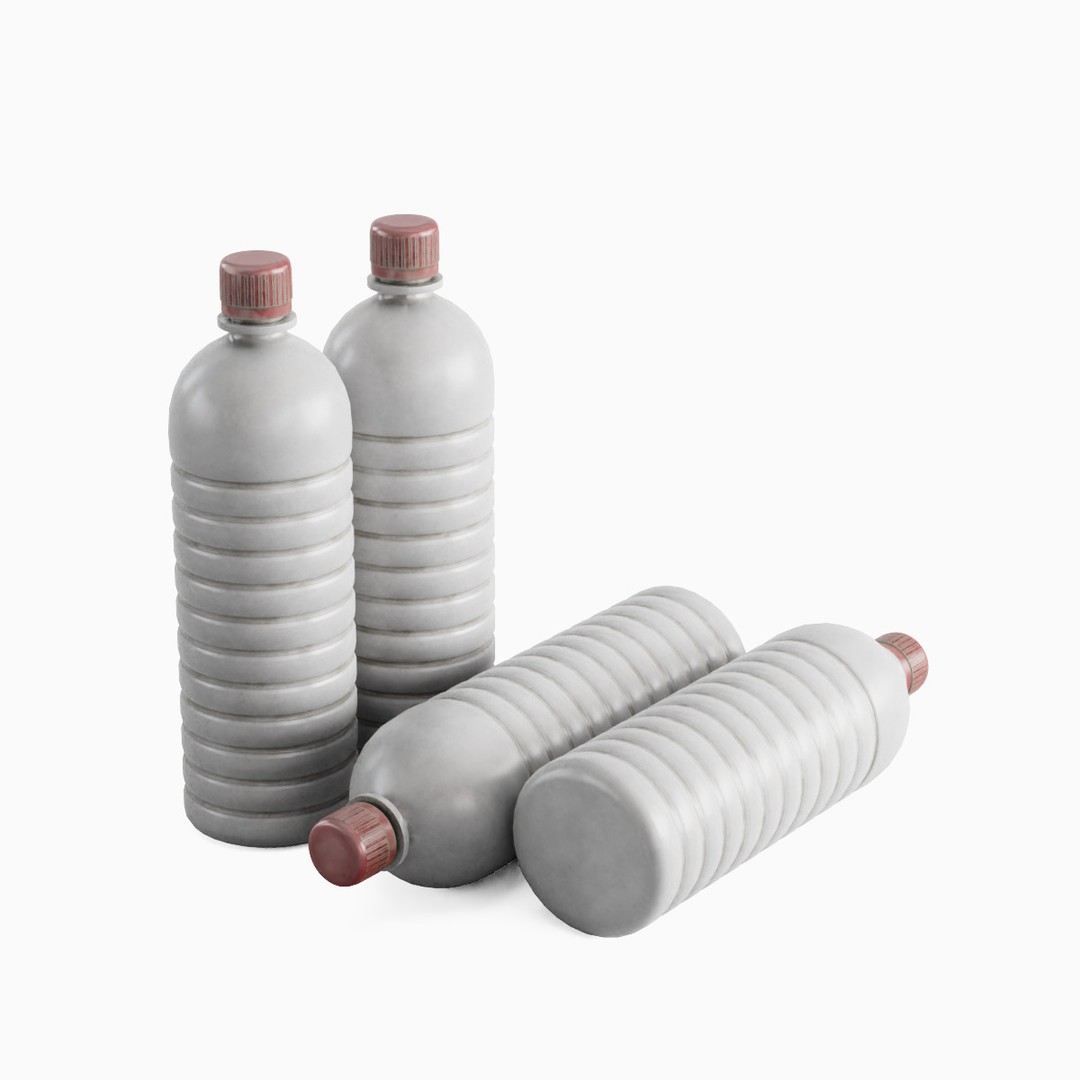 Plastic Bottle Set 3D Model – Low Poly Game Asset, FBX, OBJ - View 25
