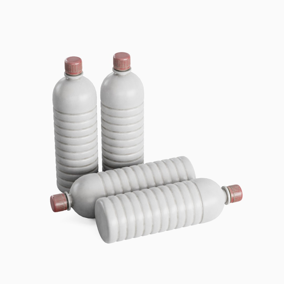 Plastic Bottle Set 3D Model – Low Poly Game Asset, FBX, OBJ - View 26