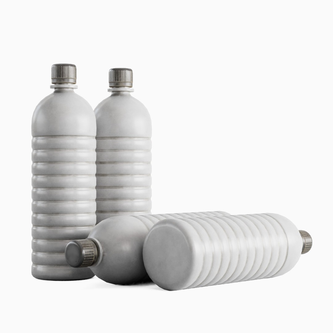 Plastic Bottle Set 3D Model – Low Poly Game Asset, FBX, OBJ - View 27
