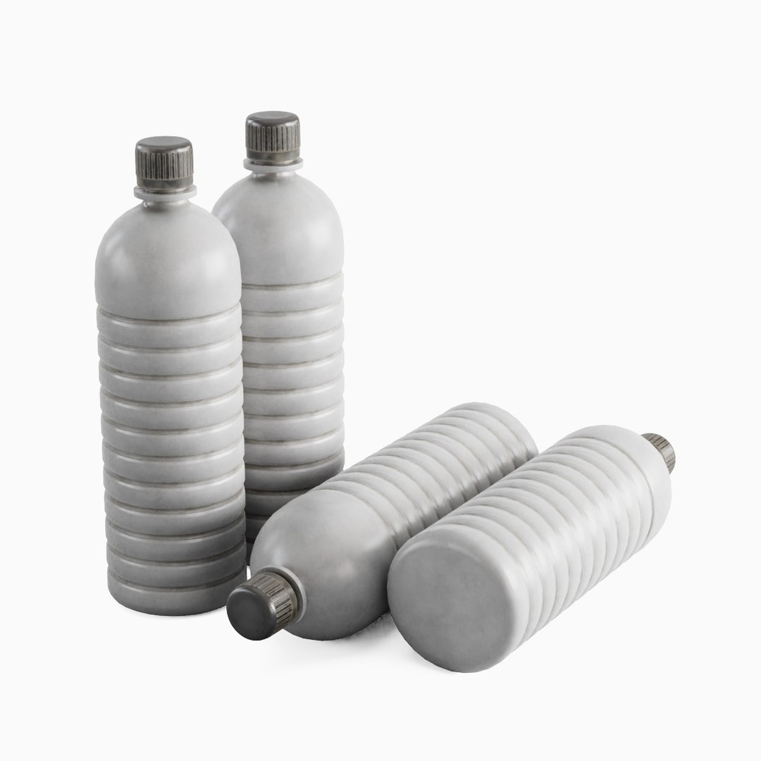 Plastic Bottle Set 3D Model – Low Poly Game Asset, FBX, OBJ - View 28