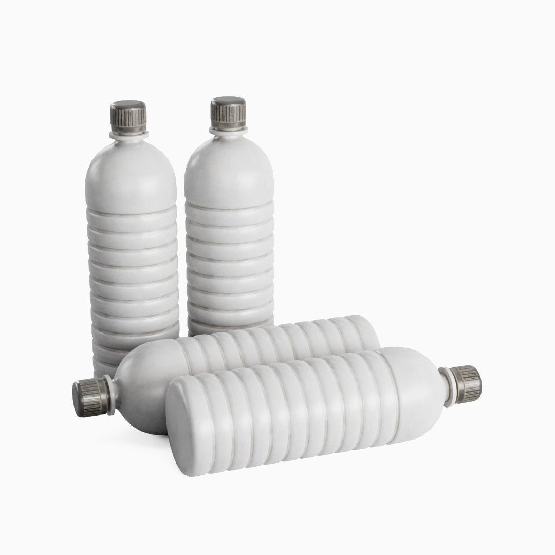 Plastic Bottle Set 3D Model – Low Poly Game Asset, FBX, OBJ - View 29