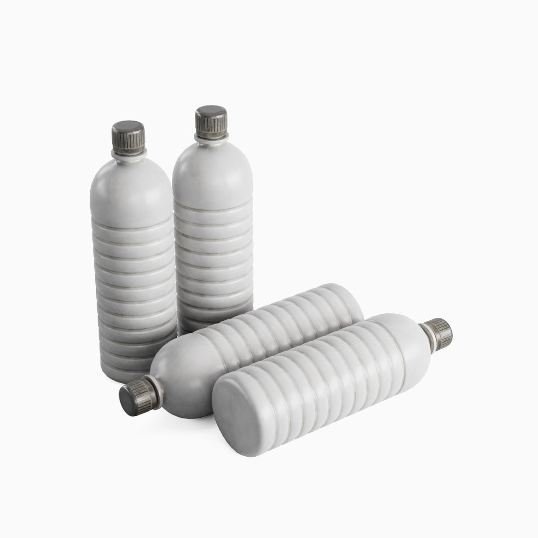 Plastic Bottle Set 3D Model – Low Poly Game Asset, FBX, OBJ - View 30