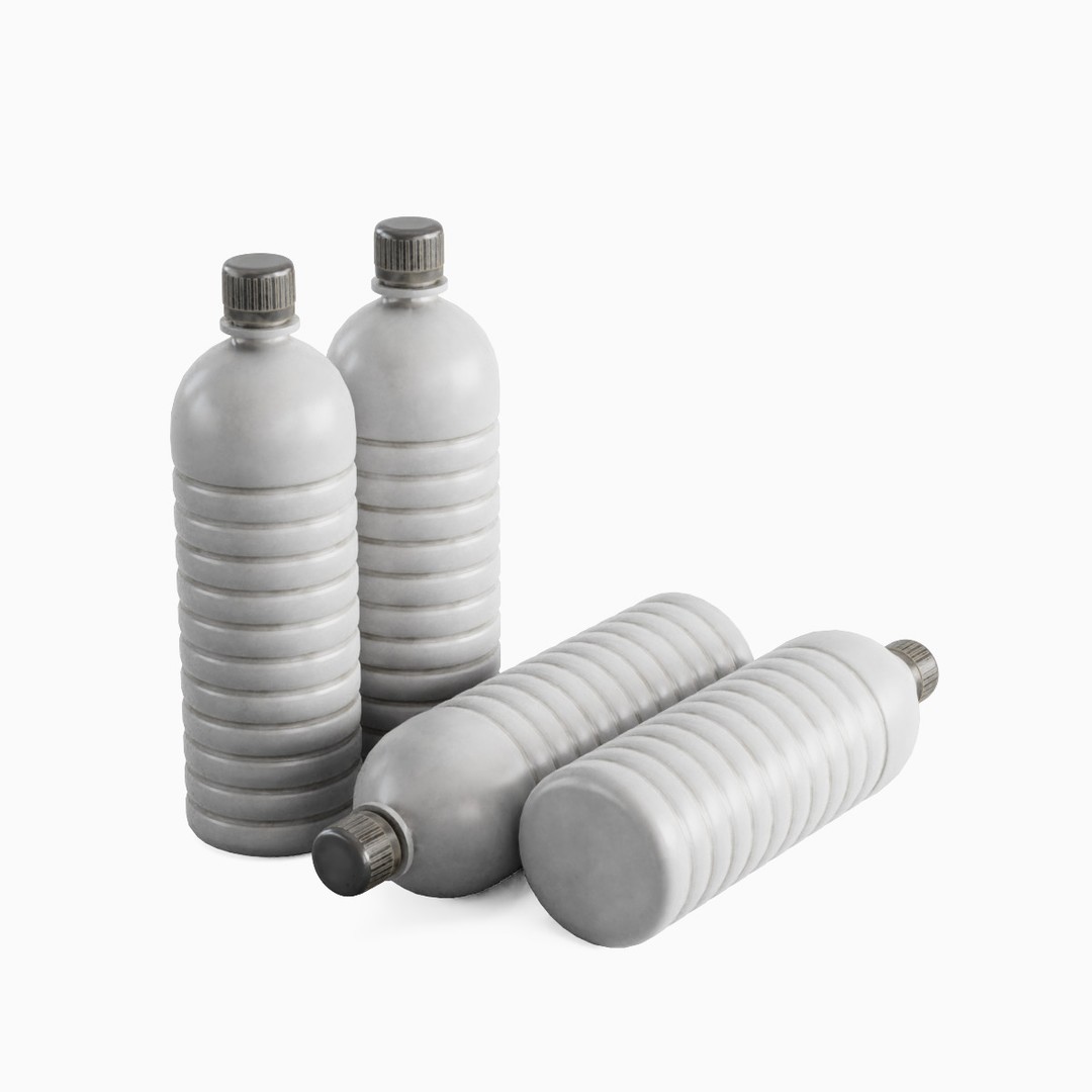 Plastic Bottle Set 3D Model – Low Poly Game Asset, FBX, OBJ - View 31