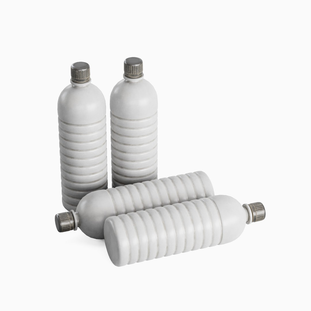 Plastic Bottle Set 3D Model – Low Poly Game Asset, FBX, OBJ - View 32