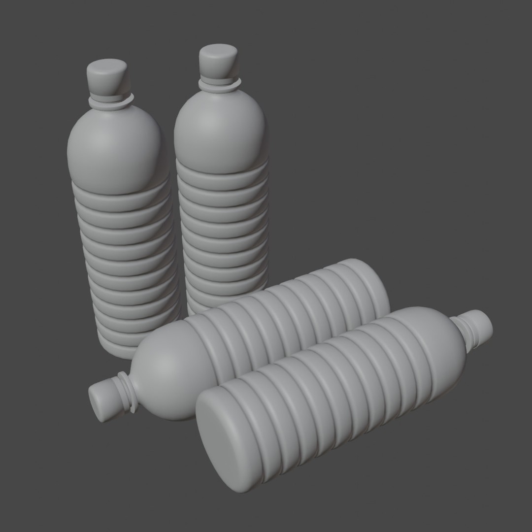 Plastic Bottle Set 3D Model – Low Poly Game Asset, FBX, OBJ - View 33