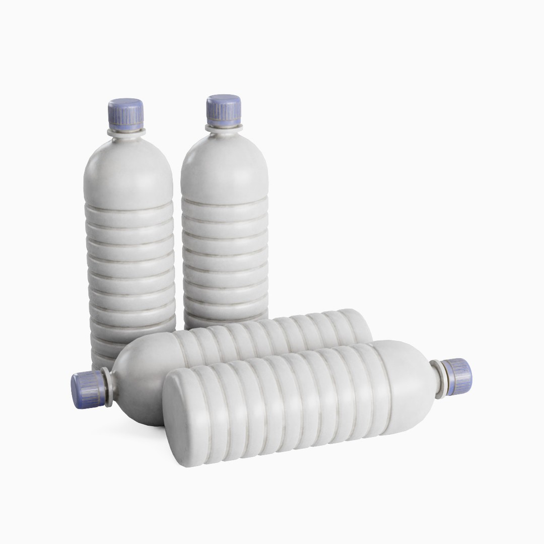 Plastic Bottle Set 3D Model – Low Poly Game Asset, FBX, OBJ - View 5