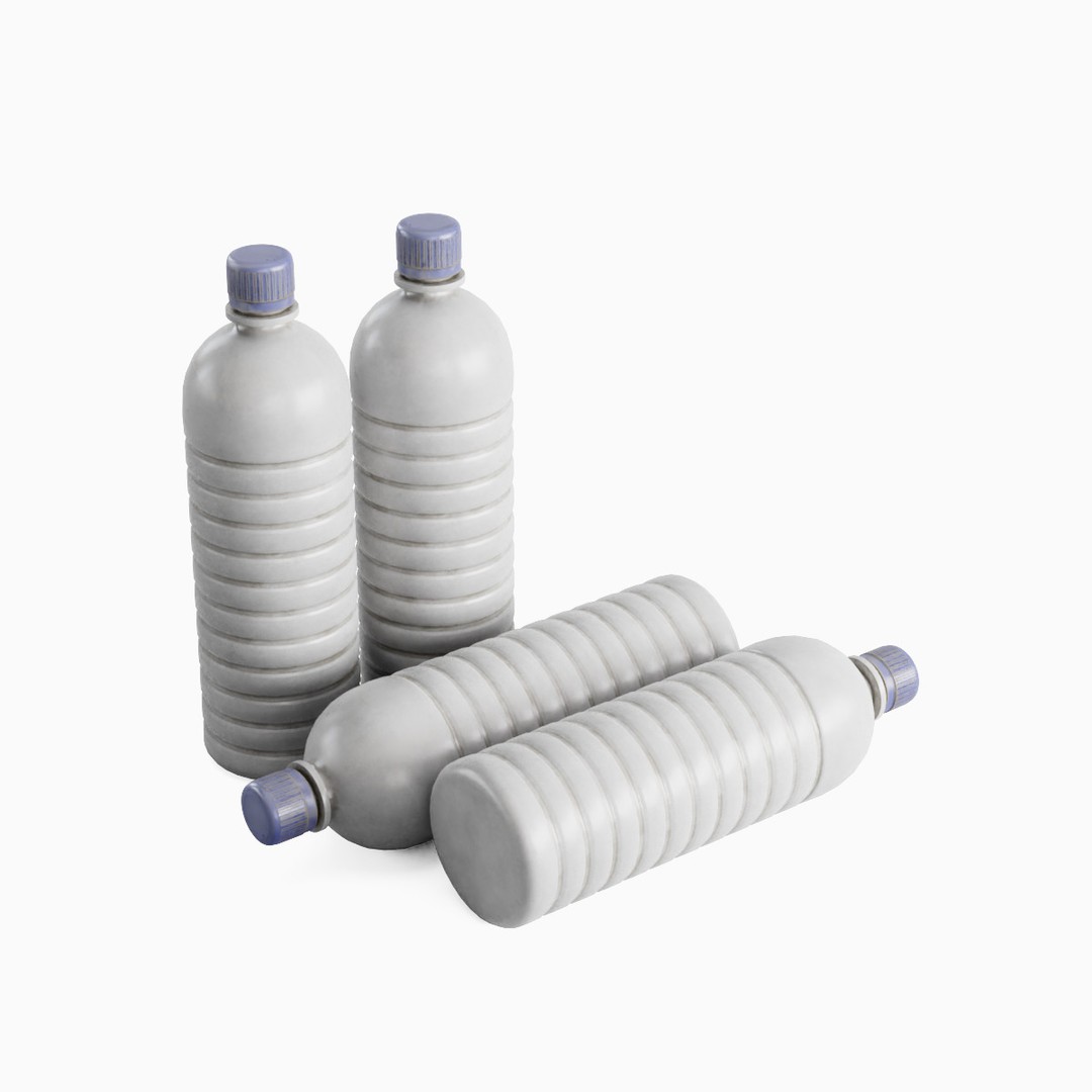Plastic Bottle Set 3D Model – Low Poly Game Asset, FBX, OBJ - View 6