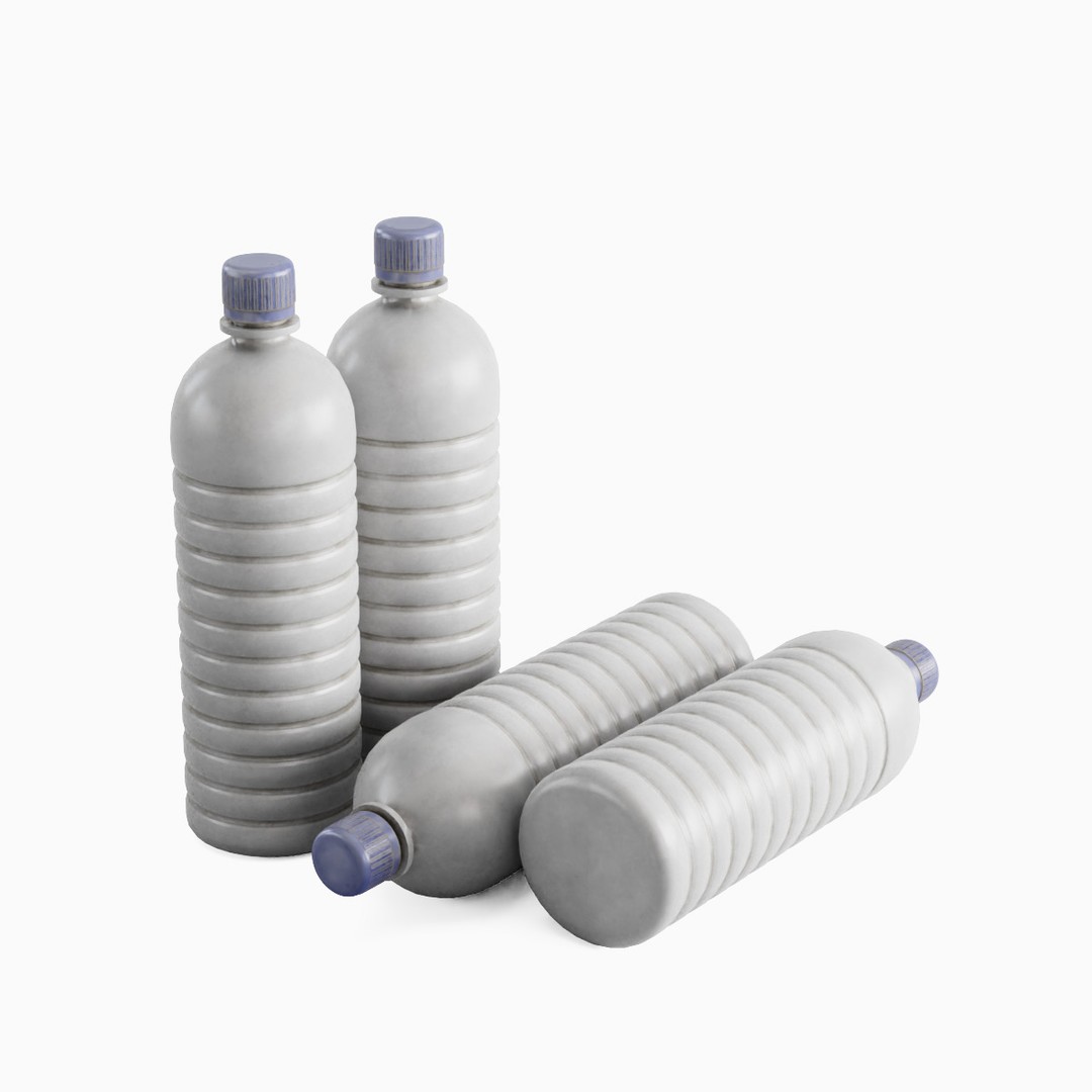 Plastic Bottle Set 3D Model – Low Poly Game Asset, FBX, OBJ - View 7