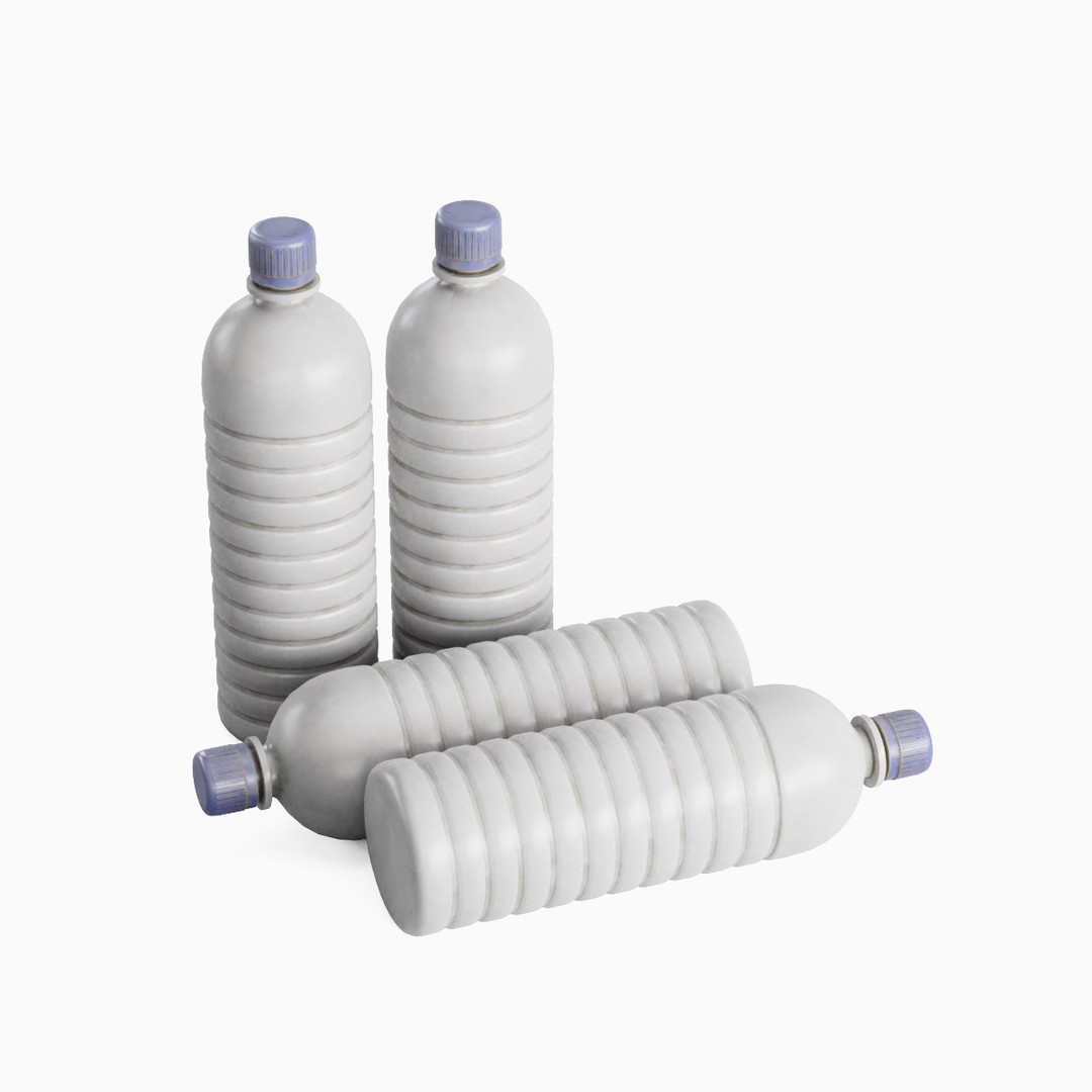 Plastic Bottle Set 3D Model – Low Poly Game Asset, FBX, OBJ - View 8