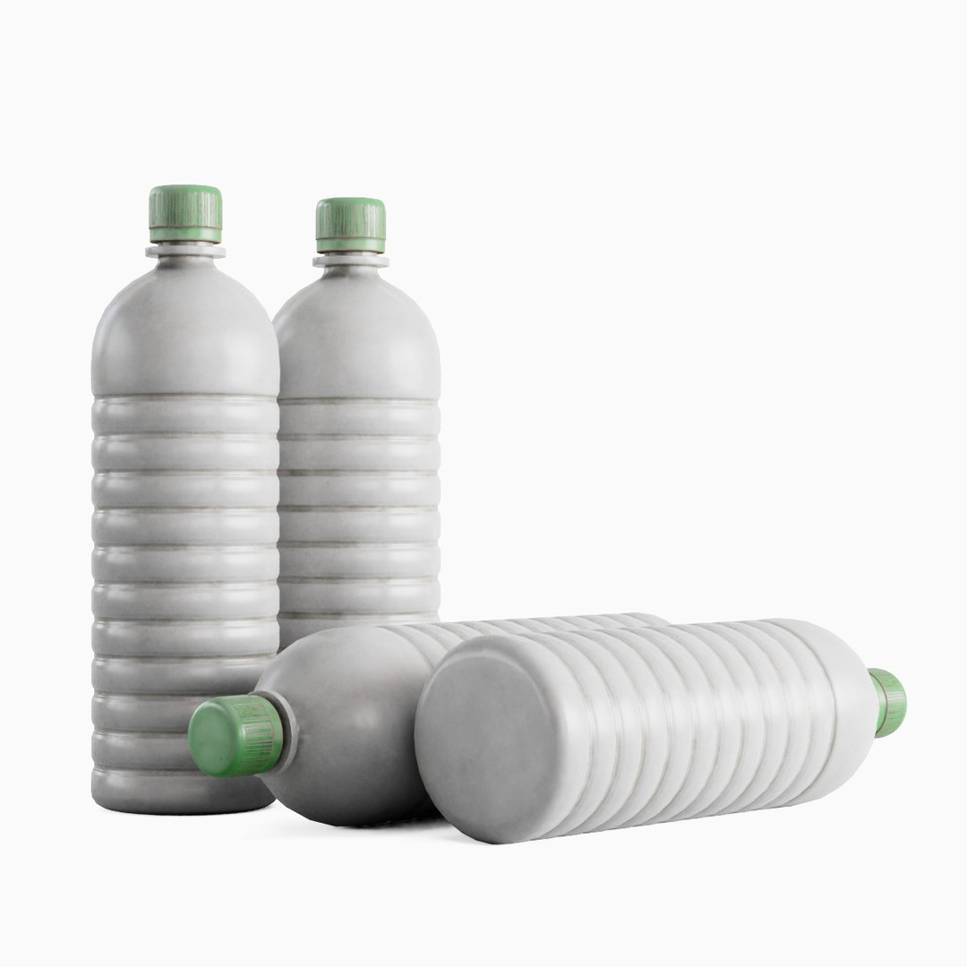 Plastic Bottle Set 3D Model – Low Poly Game Asset, FBX, OBJ - View 9
