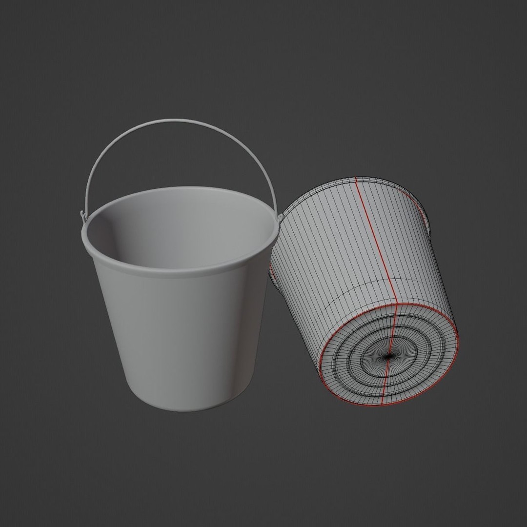 Industrial Plastic Bucket 3D Model – Mid Poly PBR Asset, FBX/OBJ Formats