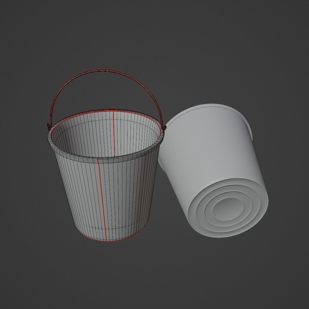 Industrial Plastic Bucket 3D Model – Mid Poly PBR Asset, FBX/OBJ Formats - View 11