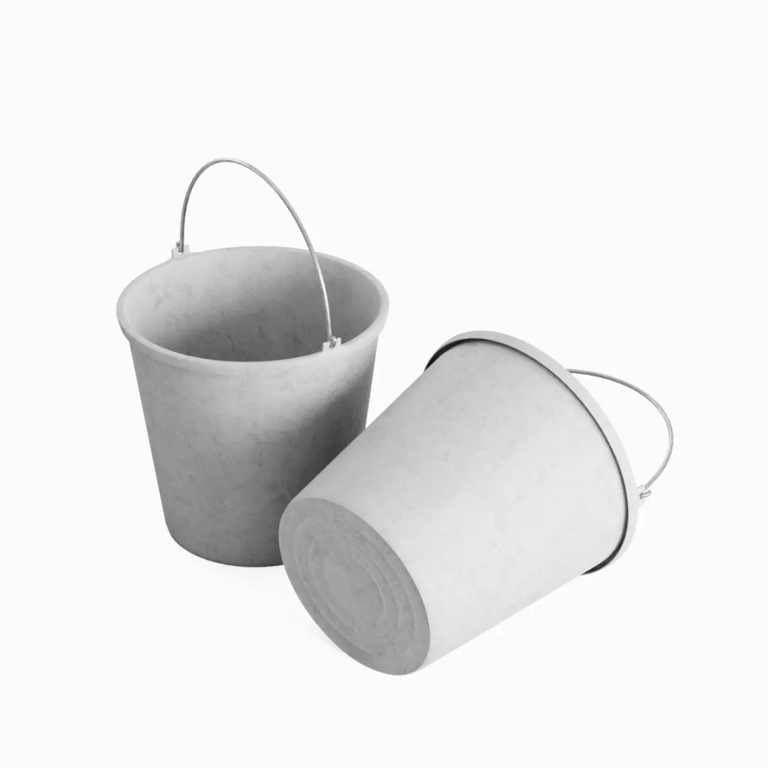 Industrial Plastic Bucket 3D Model – Mid Poly PBR Asset, FBX/OBJ Formats - View 2
