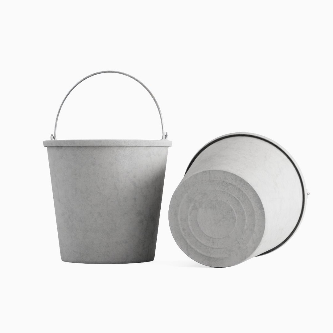 Industrial Plastic Bucket 3D Model – Mid Poly PBR Asset, FBX/OBJ Formats - View 3